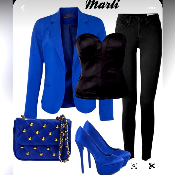 EST. 1946 king blue blazer three-quarter sleeve size S - Picture 4 of 13